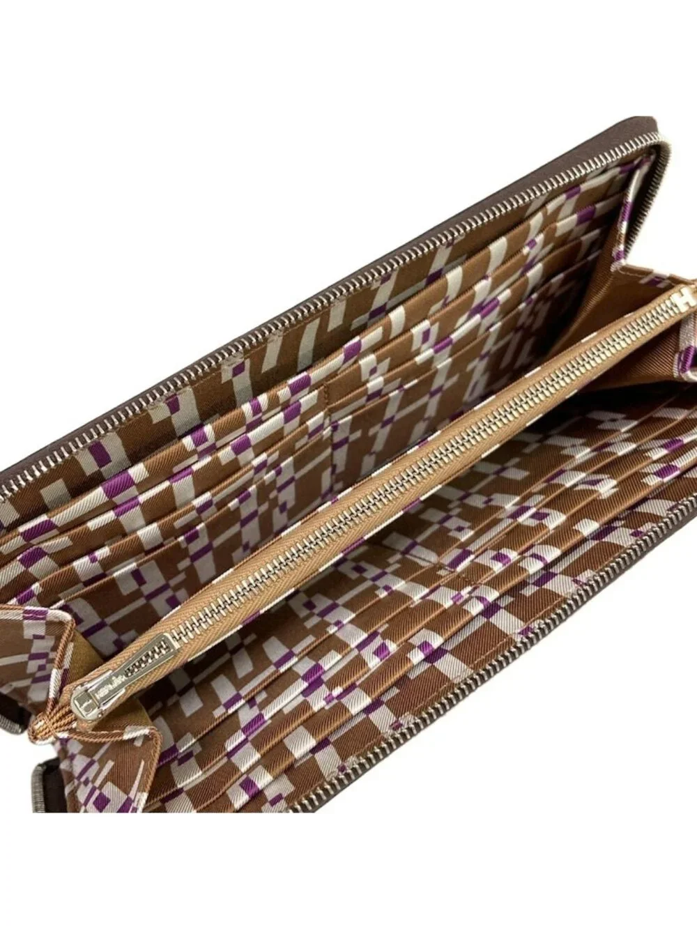 Hermes Wallet Azap Long Silk Dark Brown Zip Around